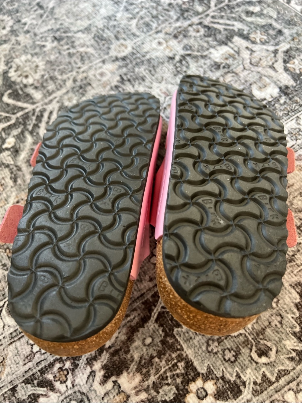Birkenstock Pink Double-Buckle Slide Sandals with Gold Buckles - Picture 3 of 5
